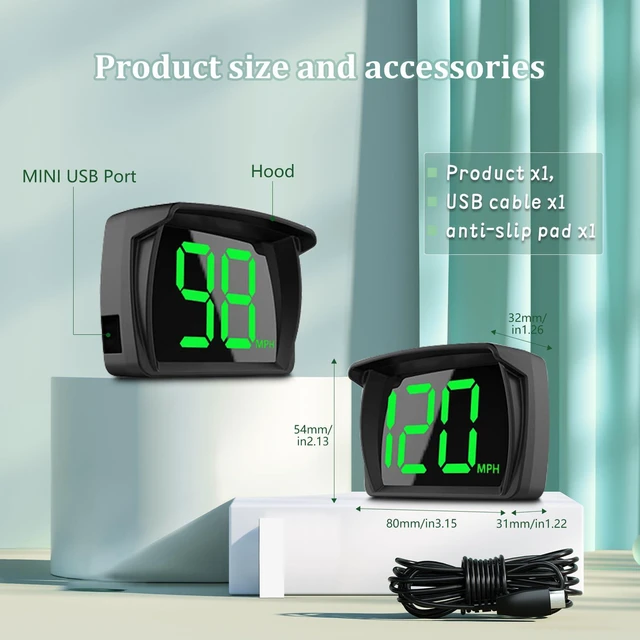 Alt view image 5 of 7 - Speedometer HUD, GPS Digital Speed Meter with MPH, Head Up Display for All Cars, USB Cable Plug & Play