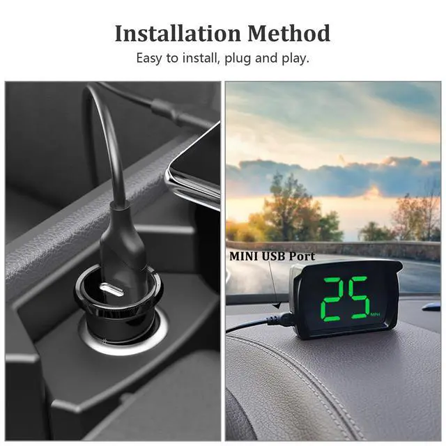 Alt view image 7 of 7 - GPS Digital Speed Meter Speedometer HUD with MPH Speed Head Up Display for All Cars, USB Cable Plug & Play