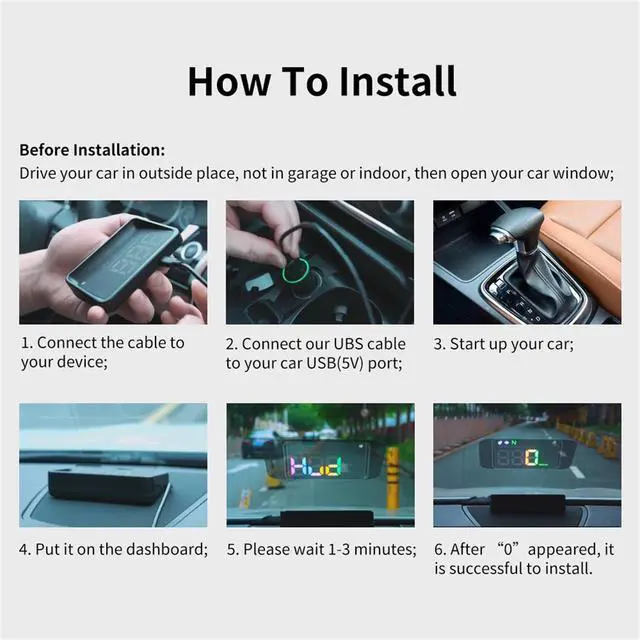 Alt view image 3 of 7 - Heads up Display for Cars,HUD,Head up Display for Car,Car Speedometer Display,Automatic Brightness Adjustment,Speeding Alert,USB Cable Plug & Play