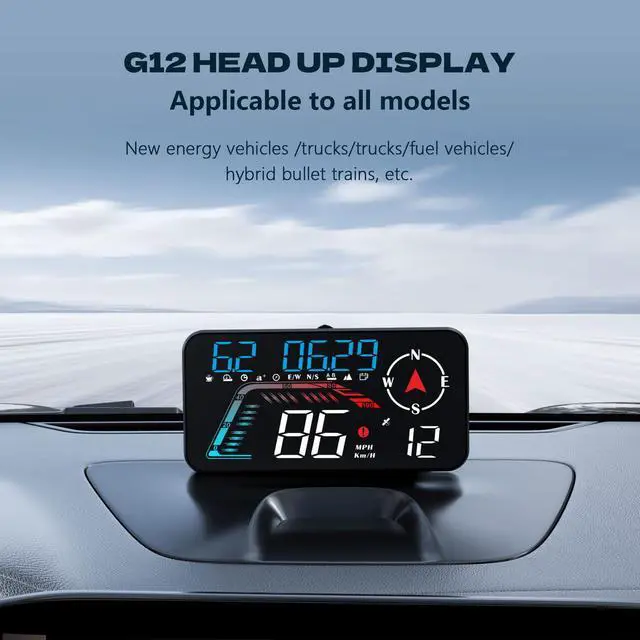 Alt view image 2 of 7 - Hud Car Head Up Display G12 with HD LED Display for All Speedometer for All Speedometer Models, with Adaptive Light Sensing