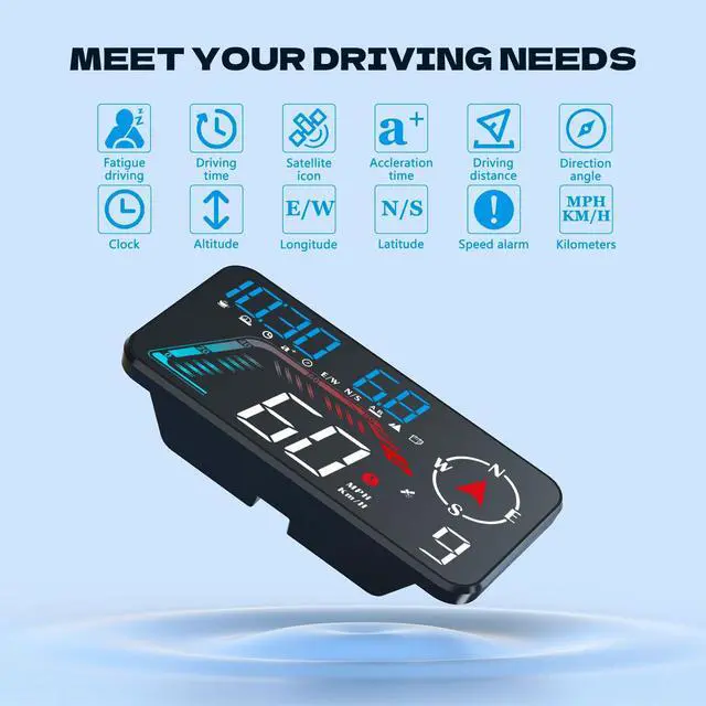 Alt view image 3 of 7 - Hud Car Head Up Display G12 with HD LED Display for All Speedometer for All Speedometer Models, with Adaptive Light Sensing