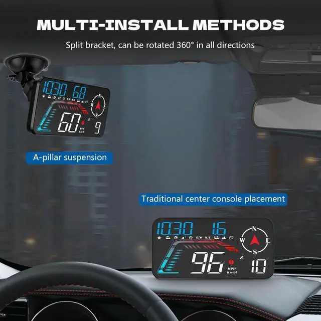 Alt view image 5 of 7 - Hud Car Head Up Display G12 with HD LED Display for All Speedometer for All Speedometer Models, with Adaptive Light Sensing