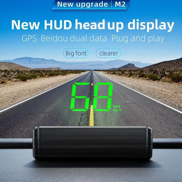 Alt view image 2 of 7 - Head Up Display M2, HUD Projection Display Speed, Compact Body, Large Font, Plug and Play, Suitable for All Vehicles