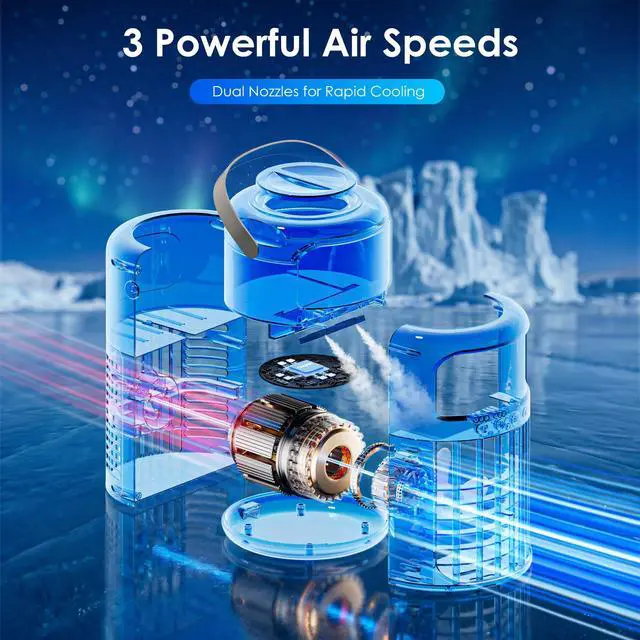 Alt view image 4 of 7 - Portable Air Conditioners, Powerful Evaporative Air Cooler, 4-in-1 Personal AC Fan, 1500ML Tank, 3 Speeds & 2 Mist Modes, Remote, USB-C Cooling for Bedroom Office Camping