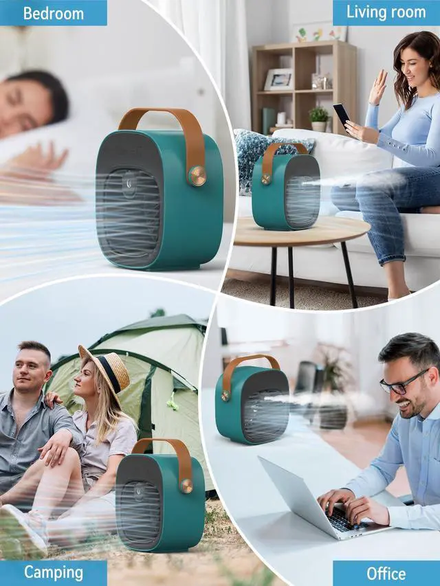 Alt view image 7 of 7 - Portable Air Conditioner -5200mAh Rechargeable Mini Air Conditioner with 3 Speed Settings, 5-10 Hours Runtime,Quiet Desk Cooling Fan, Personal Air Cooler for Home, Bedroom, Travel, Office, Outdoor