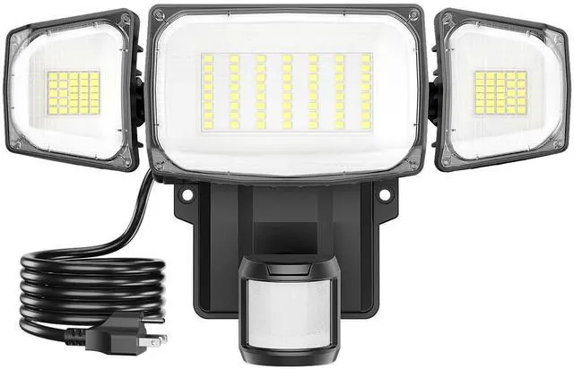 Main image of 70W Motion Sensor Outdoor Light Plug in, Motion Flood Light Dusk to Dawn, 7000LM LED Security Light IP65 Waterproof, Motion Activated 6500K PIR Sensor Lighting for Garage Yard Patio Eave, Black