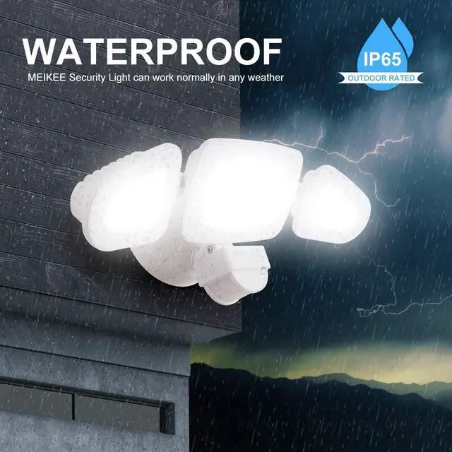 Alt view image 5 of 7 - 42W LED Security Lights Motion Sensor Light Outdoor Flood Light, 3600LM 6500K IP66 Waterproof, 3 Adjustable Heads Motion Detector Lights for Outside Garage Yard Garden Porch Entryways