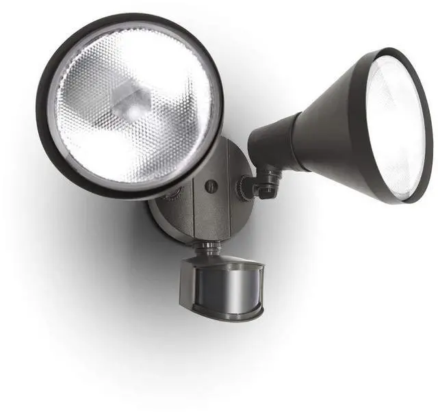 Main image of 6211BZ-PIR23A 300 Watt Halogen Motion Activated Integrated Dual-Head Floodlight Outdoor, Waterproof Exterior Security Wall Light for Patio, Garden, Yard, Bronze