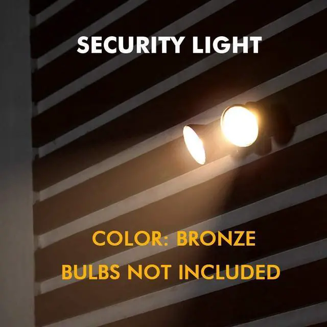 Alt view image 4 of 7 - 6211BZ-PIR23A 300 Watt Halogen Motion Activated Integrated Dual-Head Floodlight Outdoor, Waterproof Exterior Security Wall Light for Patio, Garden, Yard, Bronze