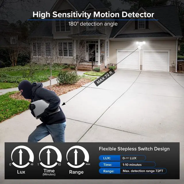 Alt view image 3 of 7 - Motion Sensor Outdoor Lights, 15W 2000LM LED Flood Lights Outdoor, 5000K 4 Modes Security Lights for Outside Porch Yard Garage Patio, IP65 Dusk to Dawn Motion Detector Lights