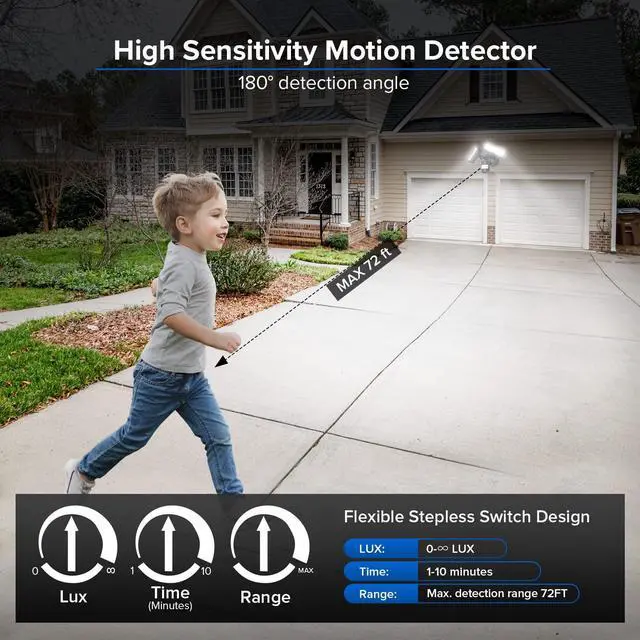 Alt view image 2 of 6 - 27W LED Motion Sensor Outdoor Flood Light, 2700LM Security Light, 300W Equiv 5000K Dusk to Dawn Light, Wide Angle Illumination,4 Modes for Yard, Driveway, Black Bright Seires Wired Not Solar
