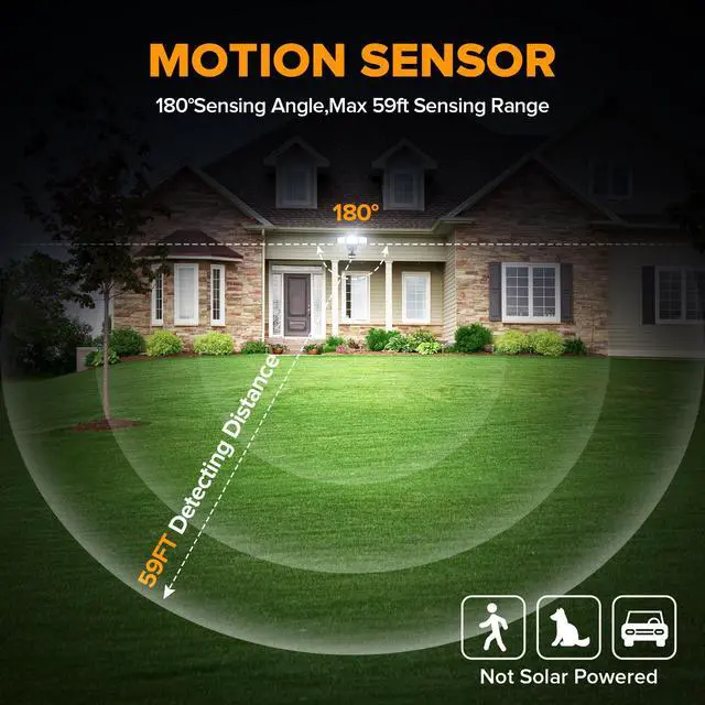 Alt view image 3 of 7 - 74W 8000 Lumen Motion Sensor Outdoor Lights, 5000K Daylight, IP65 Waterproof Flood Lights Outdoor with Night Light, Dusk to Dawn Motion Detector LED Security Light for Outside Garage, Yard-Black