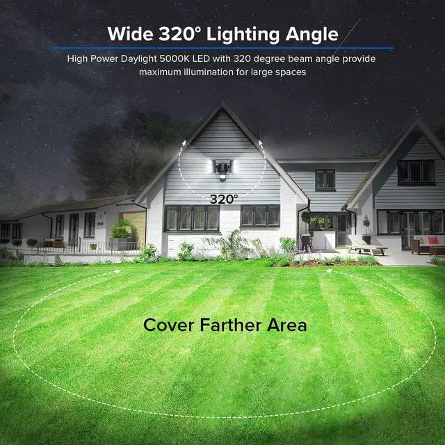 Alt view image 3 of 6 - 27W LED Motion Sensor Outdoor Flood Light, 2700LM Security Light, 300W Equiv 5000K Dusk to Dawn Light, Wide Angle Illumination,4 Modes for Yard, Driveway, Black Bright Seires Wired Not Solar