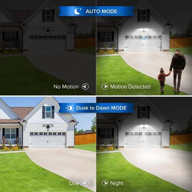 Alt view image 4 of 6 - 27W LED Motion Sensor Outdoor Flood Light, 2700LM Security Light, 300W Equiv 5000K Dusk to Dawn Light, Wide Angle Illumination,4 Modes for Yard, Driveway, Black Bright Seires Wired Not Solar