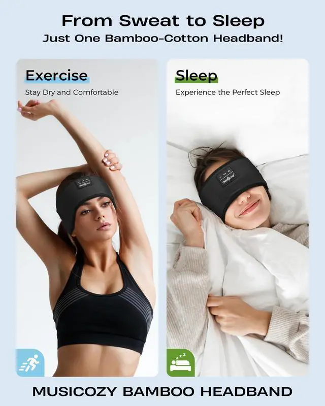 Alt view image 2 of 6 - Sleep Headband Headphone Soft Bluetooth Headphones for Sleeping | Bamboo Cotton Sport Headphone for Side Sleepers Wireless Headbands with Ultra-Thin HD Stereo Speaker for Women Men
