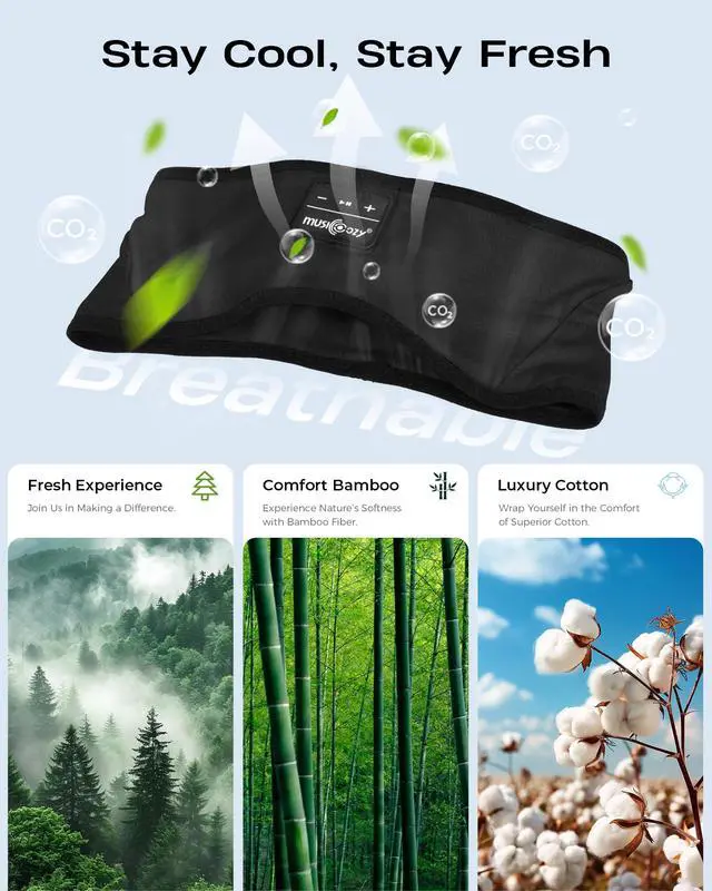 Alt view image 3 of 6 - Sleep Headband Headphone Soft Bluetooth Headphones for Sleeping | Bamboo Cotton Sport Headphone for Side Sleepers Wireless Headbands with Ultra-Thin HD Stereo Speaker for Women Men
