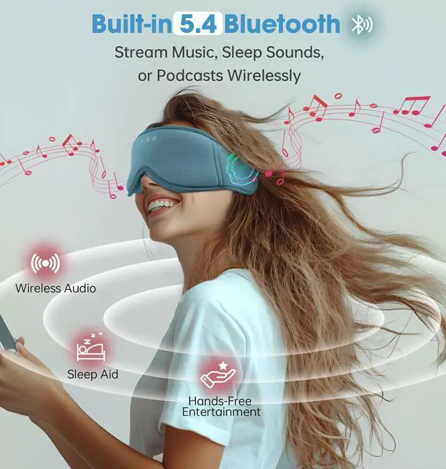 Alt view image 3 of 6 - BambooCotton 3D Bluetooth Sleep Mask, 2025 New Sleep Headphones, Wireless Comfort, Sustainable Luxury for Better Sleep