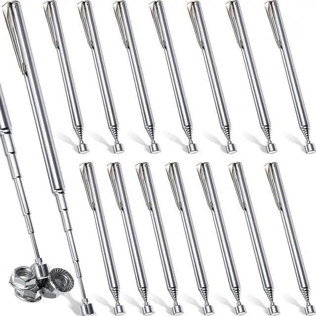 Main image of 16 Pieces Telescoping Magnetic Pick up Tool Grabbers Reacher Tools with Pocket Clip 25 Inch Telescopic Retrieving Magnet Gift for Man, Father, Mechanic, Handyman, Husband (Silver)