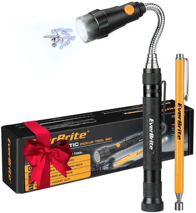 Main image of 2-Piece Magnetic Pick Up Tool Set, Telescoping 360 Swivel Extensible Magnet Tool with LED Light, Gift for Dad, Mom, Husband, Birthday, Mechanic & Garage Tool