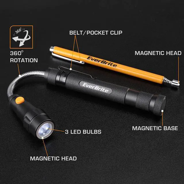 Alt view image 3 of 7 - 2-Piece Magnetic Pick Up Tool Set, Telescoping 360 Swivel Extensible Magnet Tool with LED Light, Gift for Dad, Mom, Husband, Birthday, Mechanic & Garage Tool