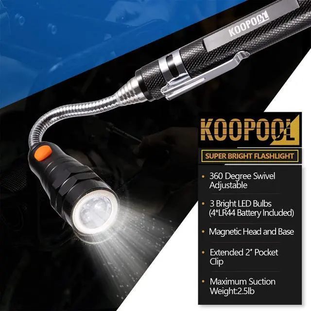 Alt view image 2 of 6 - Telescoping Magnetic Pickup Tool Set, Inspection Mirror Telescoping, LED Flashlight, Cool Gadgets for Men, Stocking Stuffers, Gifts for Dad, Husband, Kids, Boyfriend, Magnet Stick (Blue)