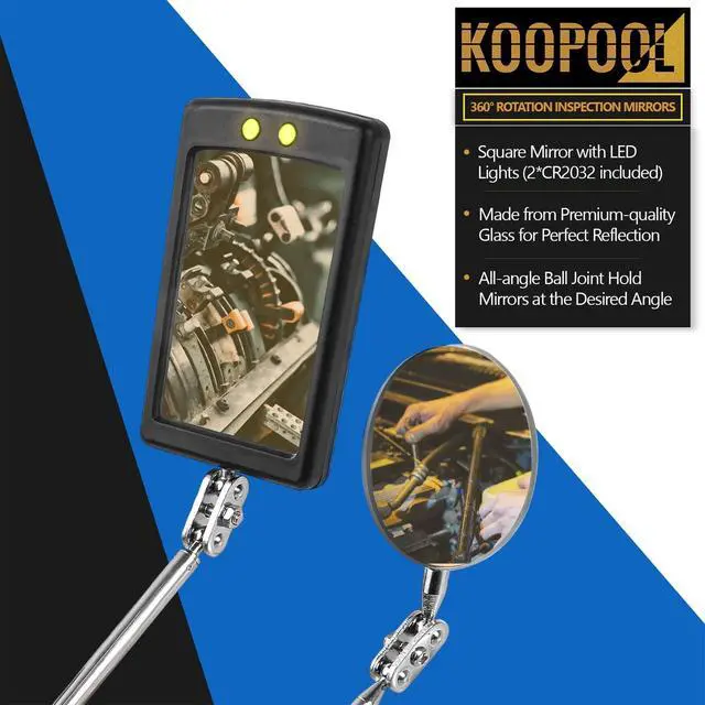 Alt view image 4 of 6 - Telescoping Magnetic Pickup Tool Set, Inspection Mirror Telescoping, LED Flashlight, Cool Gadgets for Men, Stocking Stuffers, Gifts for Dad, Husband, Kids, Boyfriend, Magnet Stick (Blue)