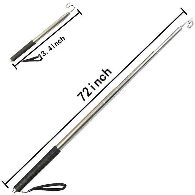 Alt view image 3 of 7 - Pickup Grabber Telescopic Magnetic Pickup Tool with Hook Pick-Up Pole Wire Fish Stick Pocket extendable Magnet Pickup Tool (72")