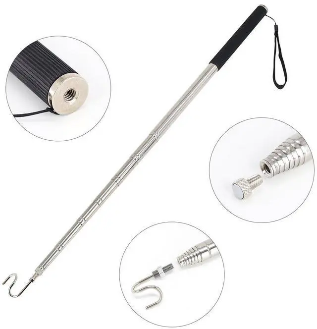Alt view image 2 of 7 - Pickup Grabber Telescopic Magnetic Pickup Tool with Hook Pick-Up Pole Wire Fish Stick Pocket extendable Magnet Pickup Tool (72")