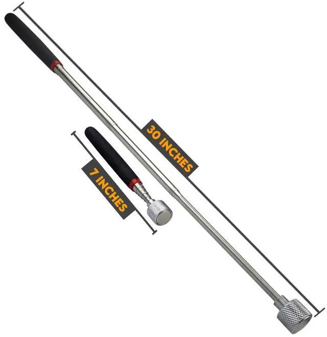 Alt view image 4 of 7 - 30-inch Telescoping Magnetic Pick-Up Tool, Extendable Magnetic Wand Pickup Tool for Mechanics, Household, Office & Industry, Stainless Steel, Black Handle
