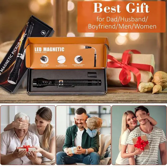 Alt view image 5 of 7 - Magnetic Flashlight Fathers Day Dad Gifts for Men, Stocking Stuffers for Men Adults, Pickup Tool Cool Extendable Magnet Telescoping Gadgets Easter Birthday for Him Handyman