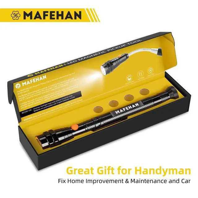 Alt view image 2 of 7 - Fathers Day Gifts for Dad, Magnetic Pickup Tool with LED Light, Telescoping Magnetic Retrieval Tool Extends to 22.5", Flexible Neck Pickup Magnet for Screws Bolts Nuts, Cool Gadgets for Men