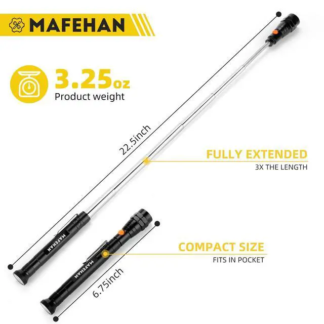 Alt view image 3 of 7 - Fathers Day Gifts for Dad, Magnetic Pickup Tool with LED Light, Telescoping Magnetic Retrieval Tool Extends to 22.5", Flexible Neck Pickup Magnet for Screws Bolts Nuts, Cool Gadgets for Men