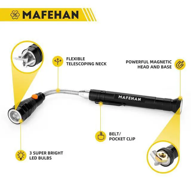 Alt view image 4 of 7 - Fathers Day Gifts for Dad, Magnetic Pickup Tool with LED Light, Telescoping Magnetic Retrieval Tool Extends to 22.5", Flexible Neck Pickup Magnet for Screws Bolts Nuts, Cool Gadgets for Men