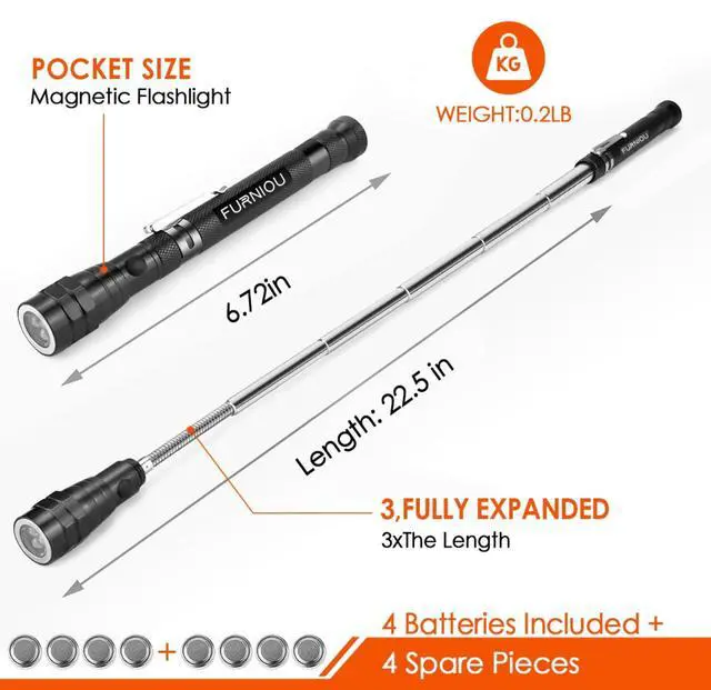 Alt view image 4 of 7 - Fathers Day Gifts for Men, LED Magnetic Pickup Tool, Stocking Stuffers For Adults,Birthday Gifts for Men, Extendable Magnetic Flashlight, Mens Gifts for Women Husband Grandpa Him,Cool Gadgets