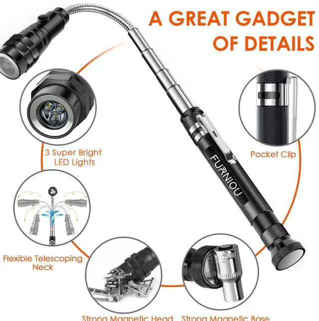 Alt view image 3 of 7 - Fathers Day Gifts for Men, LED Magnetic Pickup Tool, Stocking Stuffers For Adults,Birthday Gifts for Men, Extendable Magnetic Flashlight, Mens Gifts for Women Husband Grandpa Him,Cool Gadgets