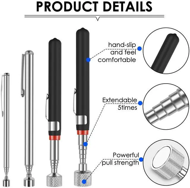 Alt view image 7 of 7 - 8Pcs Telescoping Magnetic Pickup Tool 1.5LB 3LB 10LB 15LB Extendable Magnet Stick Set Grabber Tools Stainless Steel Portable Bolt Screws Reacher Magnetic Nail Picker for Men Husband Birthday Christmas