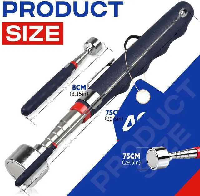 Alt view image 2 of 6 - Telescoping Magnetic Pickup Tool with 20lb Pull Force, 30in Strong Telescopic Magnet Stick, Non-Slip Extendable Magnetic Pick Up Tools, Gifts for Men Women Birthday Father's Day