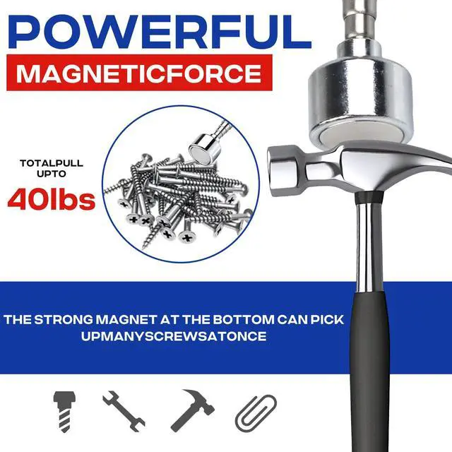 Alt view image 4 of 6 - Telescoping Magnetic Pickup Tool with 20lb Pull Force, 30in Strong Telescopic Magnet Stick, Non-Slip Extendable Magnetic Pick Up Tools, Gifts for Men Women Birthday Father's Day