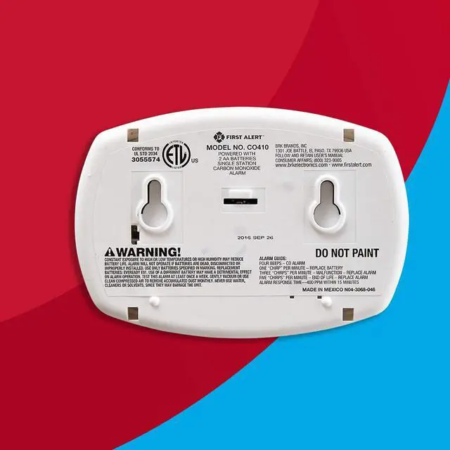Alt view image 5 of 6 - Carbon Monoxide Detector Alarm|No Outlet Required with Digital Display and Peak Memory, Battery Operated, CO410 , White