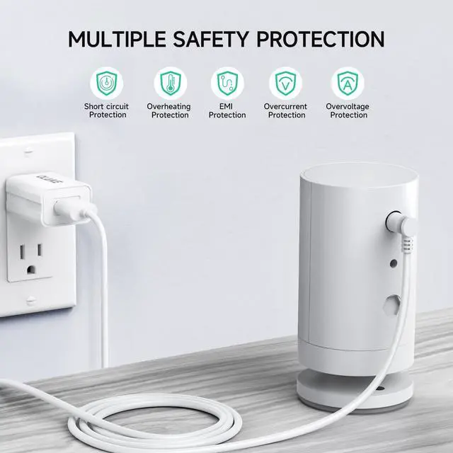 Alt view image 4 of 7 - 5m/16ft Charge Cable with DC Power Adapter Compatible with Ring Stick Up Cam Battery 3rd Gen/2nd Gen/Plug-in, Weatherproof Cable to Continuously Charge Your Camera,White