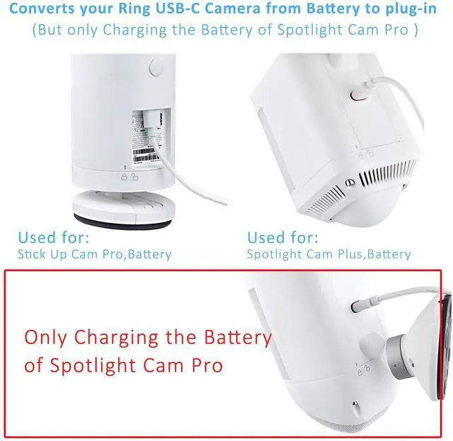 Alt view image 3 of 6 - 16Ft USB-C Power Cord with Adapter for Ring Stick Up Cam Pro,Ring Spotlight Cam Plus-1PACK