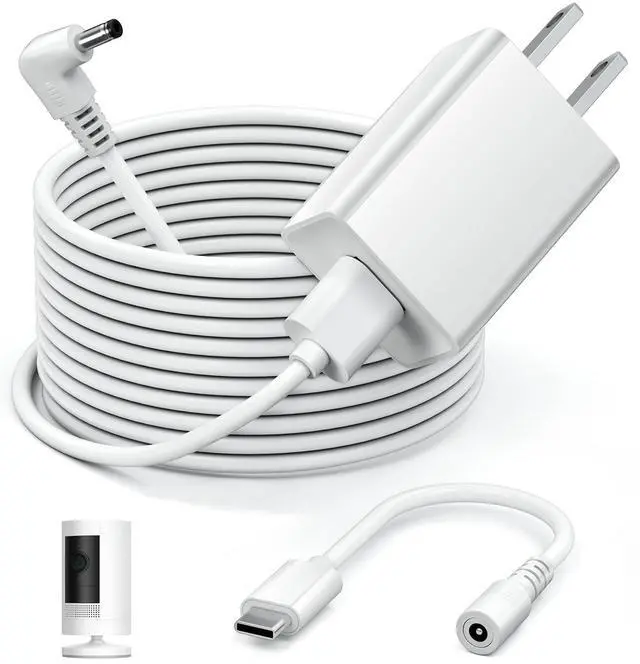Main image of Power Adapter Compatible with Ring Stick Up Cam Battery/Plug-in 3rd Gen/2nd Gen & Ring Pan Tilt Stick Up Camera, Indoor/Outdoor Charger Weatherproof Power Cord, 4M/13.1Ft Long