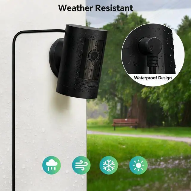 Alt view image 5 of 7 - Outdoor Power Adapter for Ring Stick Up Cam Battery/Plug-in 3rd Gen, 25ft Weather Resistant Charging Cable with Barrel Plug Continuously Charge Your Security Camera, Black