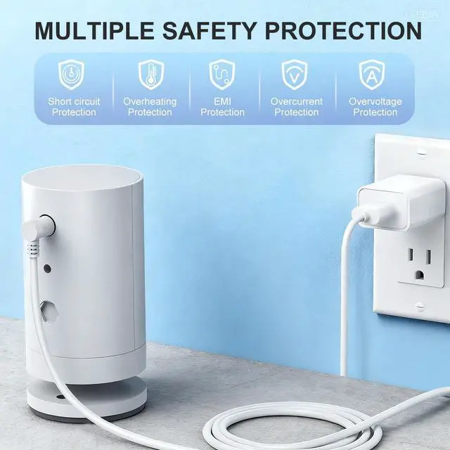Alt view image 6 of 7 - 25FT Power Cord Compatible with Ring Spotlight Cam Pro(Battery), Stick Up Cam Battery, Plug-in/Stick up Cam Pro/RingTilt Indoor Cam,10W Ring Cable with Light DC Port & Type C Port (White)