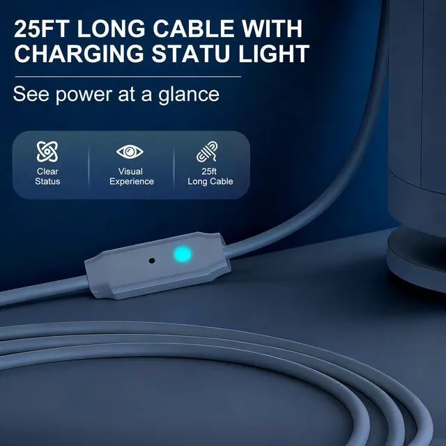 Alt view image 4 of 7 - 25FT Power Cord Compatible with Ring Spotlight Cam Pro(Battery), Stick Up Cam Battery, Plug-in/Stick up Cam Pro/RingTilt Indoor Cam,10W Ring Cable with Light DC Port & Type C Port (White)