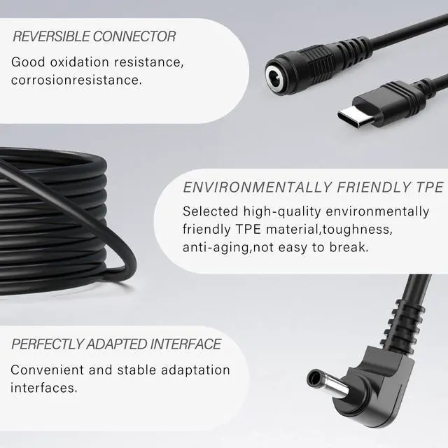 Alt view image 6 of 6 - 13.2FT Charger Cable Power Adapter Compatible with Ring Stick Up Cam Battery/Plug-in 3rd Gen/2nd Gen & Ring Pan Tilt Stick Up Camera, Indoor/Outdoor Weatherproof Power Cord, Black