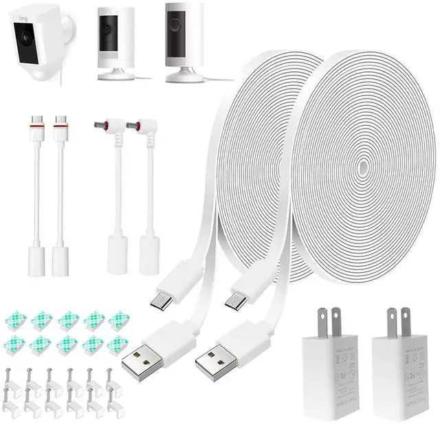 Main image of 20FT Power Adapter and Cable for Ring Outdoor CamStick Up Cam/Pro/Plus(Battery), Ring Spotlight Cam/Pro/Plus(Battery), Weatherproof Charging Power Cord with Charger,2Pack