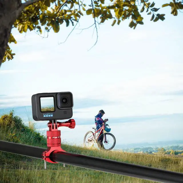 Alt view image 7 of 7 - Bike Handlebar Mount for Gopro Hero 13/12/11/10/9/8/7/6/5/4 AKASO Campark Osmo Action 3/4 and Other Action Cameras, 360 Degrees Rotary Motorcycle Mount (Red)