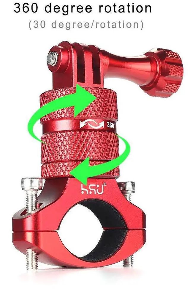Alt view image 3 of 7 - Bike Handlebar Mount for Gopro Hero 13/12/11/10/9/8/7/6/5/4 AKASO Campark Osmo Action 3/4 and Other Action Cameras, 360 Degrees Rotary Motorcycle Mount (Red)