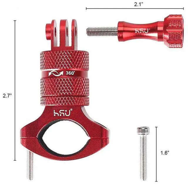 Alt view image 5 of 7 - Bike Handlebar Mount for Gopro Hero 13/12/11/10/9/8/7/6/5/4 AKASO Campark Osmo Action 3/4 and Other Action Cameras, 360 Degrees Rotary Motorcycle Mount (Red)